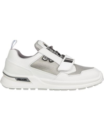 Prada Panelled Mesh And Leather Sneakers - White
