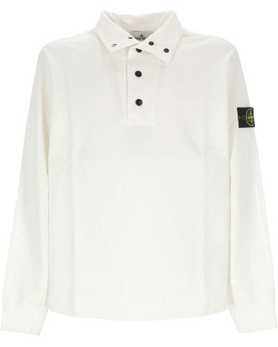 Stone Island Long Sleeve Polo Shirt - White