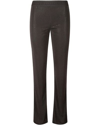 Versace Elastic Logo Waist Embellished Trousers - Grey