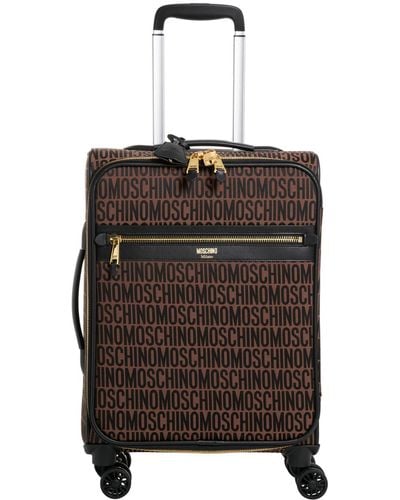 Moschino Logo Cotton Suitcase - Brown