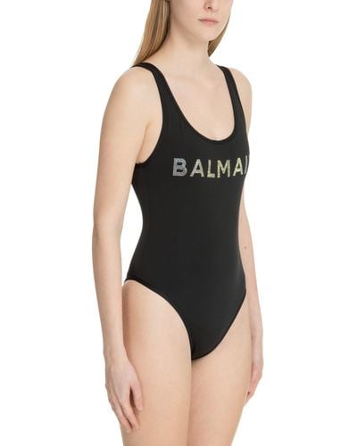 Balmain Logo Swimsuit - Black