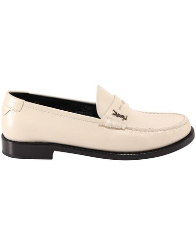 Saint Laurent Monogram Loafers - White