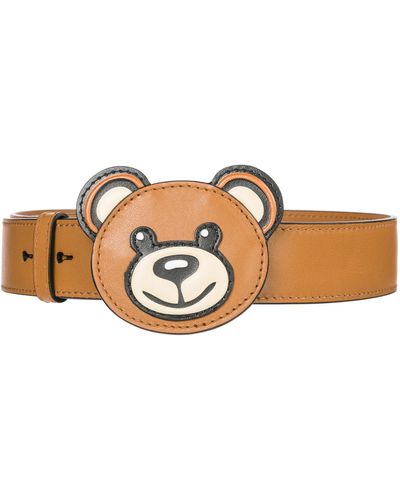 Moschino Women's Leather Shoulder Strap Teddy Bear - Brown