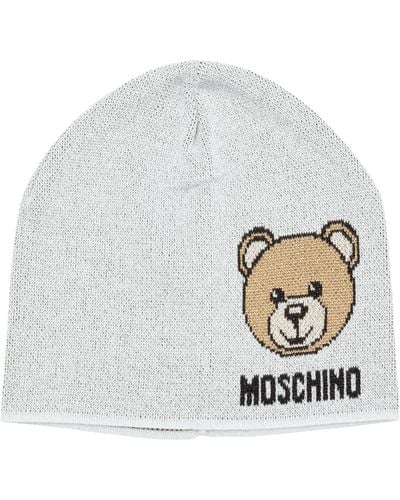Moschino Teddy Bear Viscose Beanie - Grey