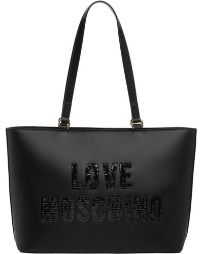 Love Moschino Sparkling Logo Tote Bag - Black
