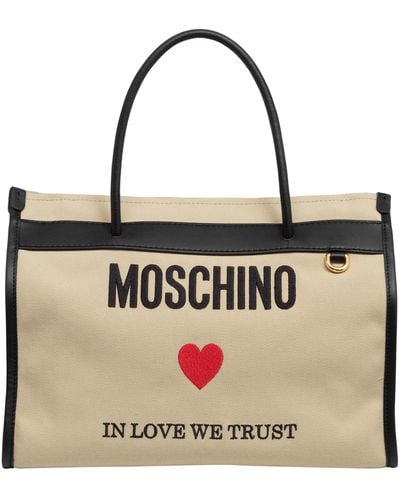 Moschino In Love We Trust Tote Bag - Natural