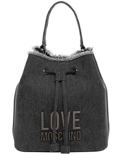 Love Moschino Metal Logo Bucket Bag - Black