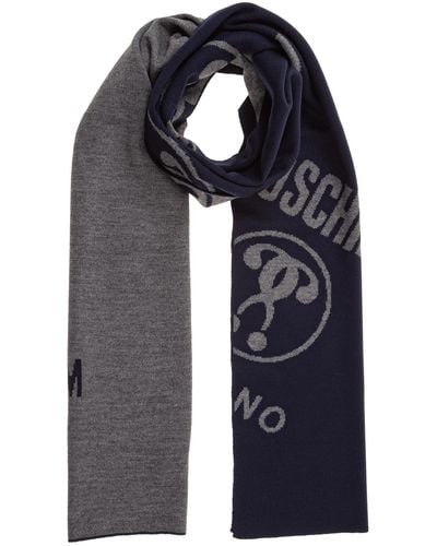 Moschino Double Question Mark Wool Wool Scarf - Blue
