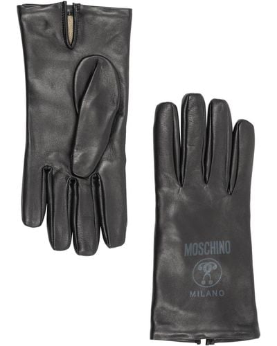 Moschino Double Question Mark Leather Gloves - Black