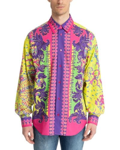 Versace Jeans Couture Animal Baroque Short Sleeve Shirt - Pink