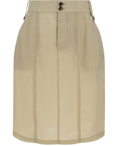 Saint Laurent Jupe Twill Bemberg Mini Skirt - Natural