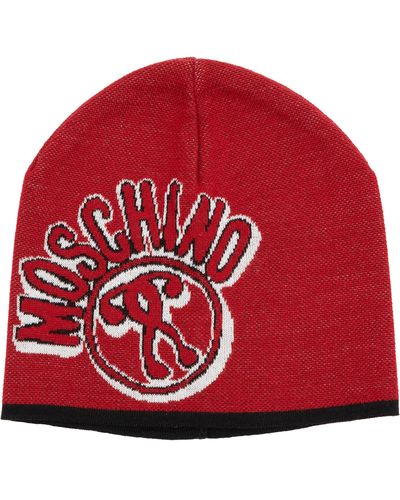 Moschino Double Question Mark Wool Beanie - Red