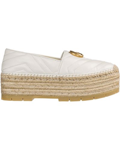 Gucci Chevron Leather Espadrille With Double G - White