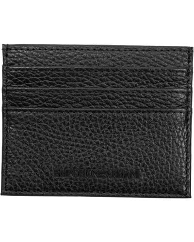 Emporio Armani Leather Credit Card Holder - Black