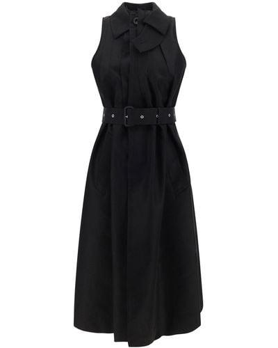 Sacai Gabardine Midi Dress - Black
