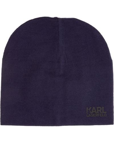 Karl Lagerfeld Karl Logo Wool Beanie - Blue