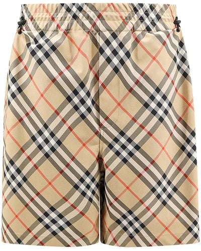 Burberry Traditional Check Track Shorts - Natural