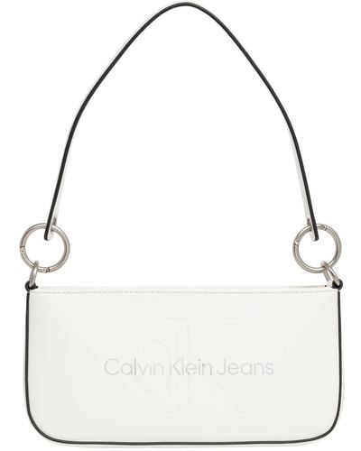 Calvin Klein CKJ Sculpted Shoulder Pouch White/Silver Logo - Bianco