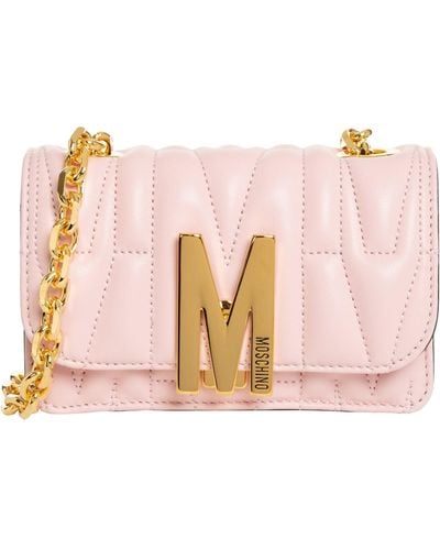 Moschino M Leather Crossbody Bag - Pink