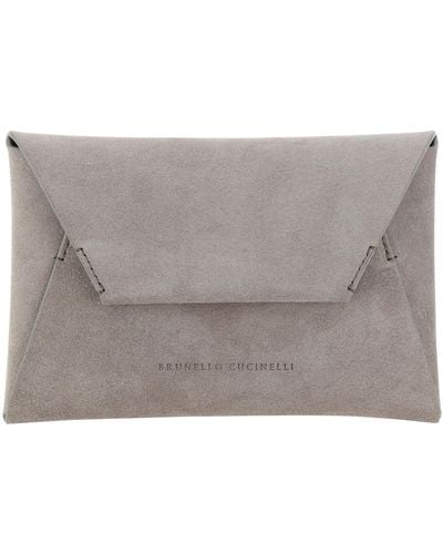 Brunello Cucinelli Envelope Shoulder Bag - Grey