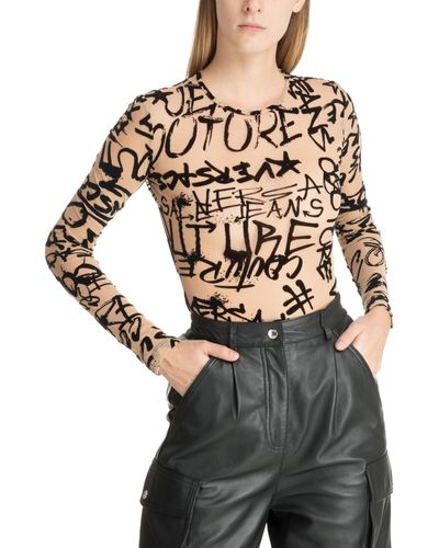 Versace Logo Graffiti Bodysuit - Black