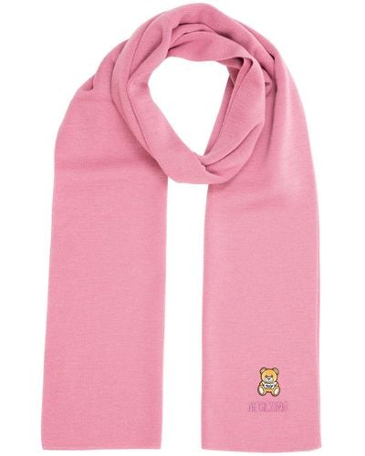 Moschino Sciarpa in lana teddy bear accogliente - Rosa