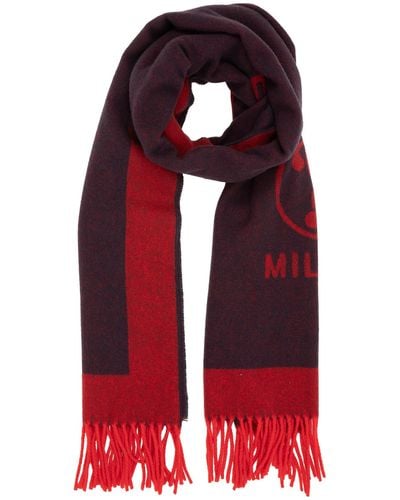 Moschino Double Question Mark Wool Wool Scarf - Red