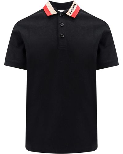 Burberry Logo Detail Cotton Piqué Polo Shirt - Black
