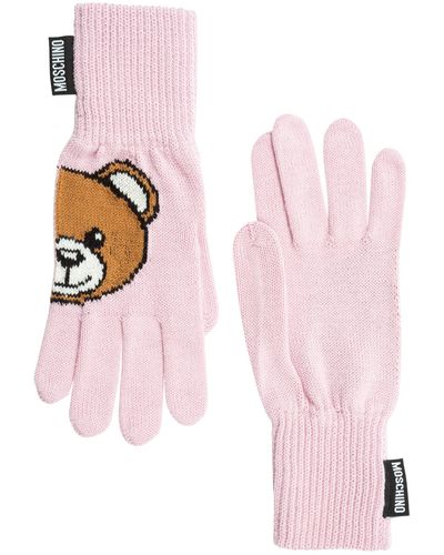 Moschino Teddy Bear Wool Gloves - Pink