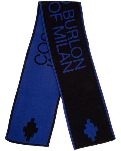 Marcelo Burlon Logo Football Cotton Scarf - Blue