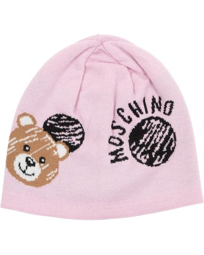 Moschino Teddy Bear Wool Beanie - Pink
