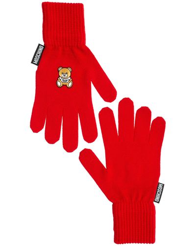 Moschino Teddy Bear Gloves - Red