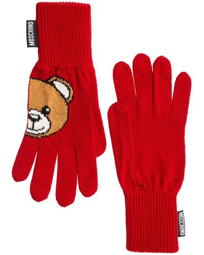 Moschino Teddy Bear Gloves - Red