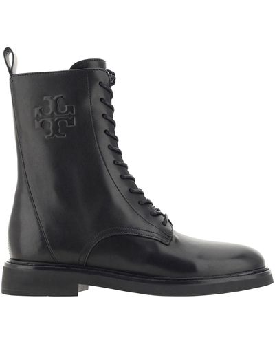 Tory Burch Combat Lace-up Boots - Black