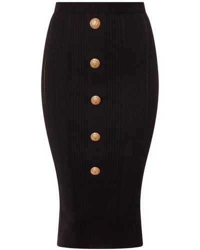 Balmain Midi Skirt - Black