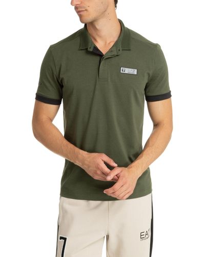 EA7 Natural Ventus 7 Cotton Polo Shirt - Green