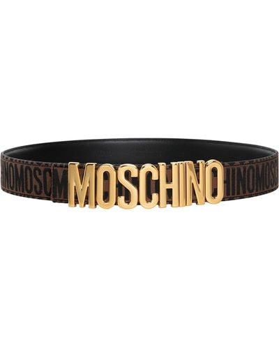 Moschino Logo Leather Belt - White