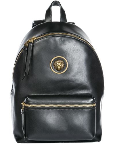 Versus Lion Head Leather Backpack Black/antique Gold