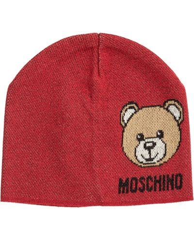 Moschino Teddy Bear Viscose Beanie - Red