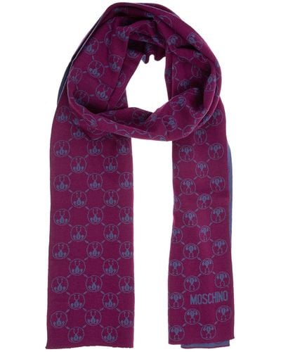 Moschino Double Question Mark Wool Scarf - Purple