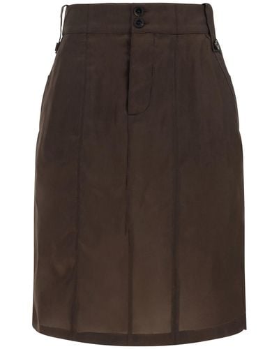 Saint Laurent Jupe Twill Bemberg Mini Skirt - Brown