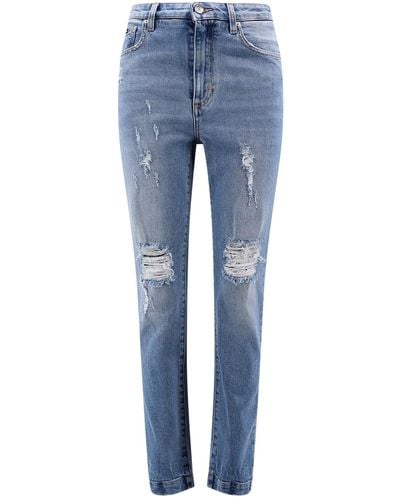 Dolce & Gabbana Audrey Distressed Mid-Rise Jeans - Blue