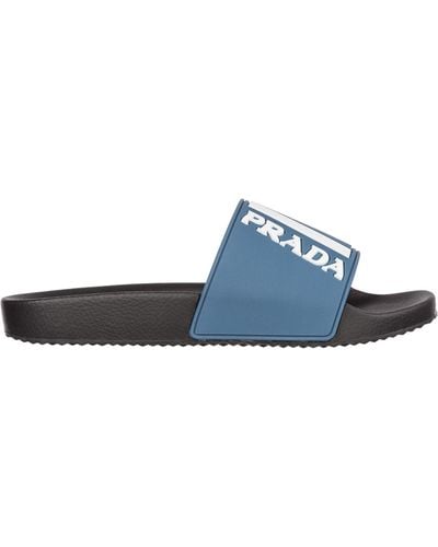 PRADA Nappa Logo Quilted Velcro Strap Lug Sole Slide Sandals 36.5 Militare  1258474