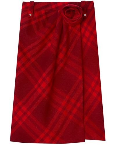 Burberry Midi Skirt - Red