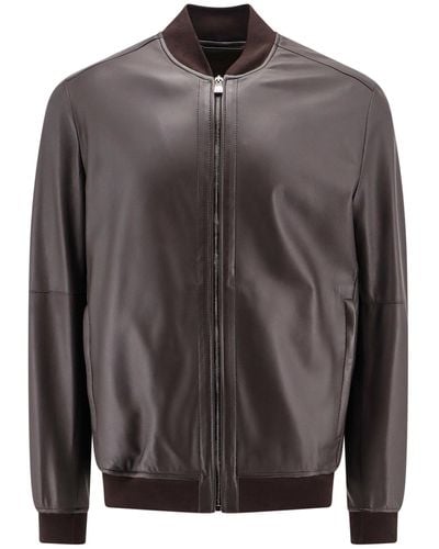 Corneliani Leather Jackets - Gray