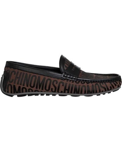 Moschino Logo Leather Loafers - Black