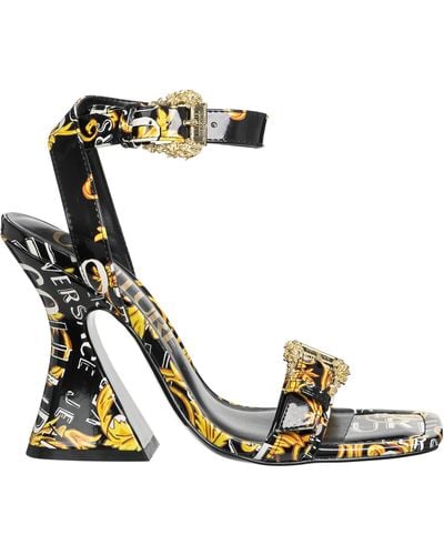 Versace Kirsten Watercolour Couture Heeled Sandals - Metallic