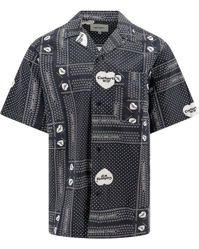 Carhartt Camicia in cotone stampato con colletto da bowling - Nero