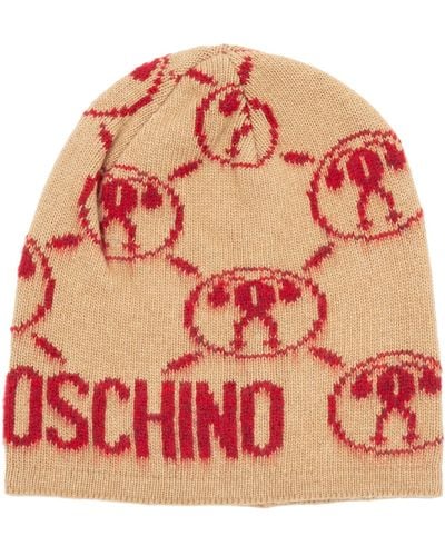 Moschino Double Question Mark Cashmere Beanie - Red
