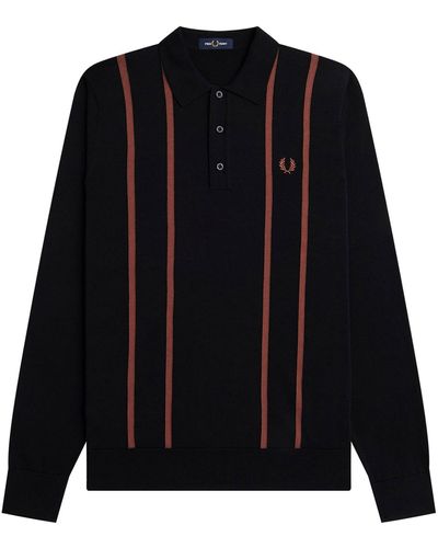 Fred Perry Long Sleeve Polo Shirt - Black